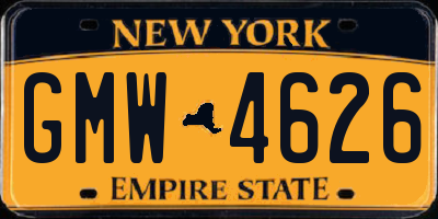 NY license plate GMW4626