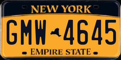 NY license plate GMW4645