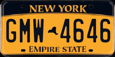 NY license plate GMW4646