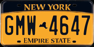 NY license plate GMW4647