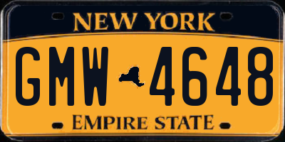 NY license plate GMW4648
