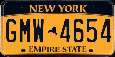 NY license plate GMW4654