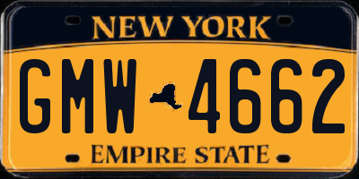 NY license plate GMW4662