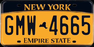 NY license plate GMW4665