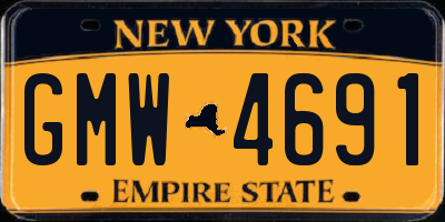 NY license plate GMW4691