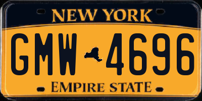 NY license plate GMW4696