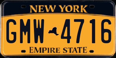 NY license plate GMW4716