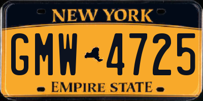NY license plate GMW4725
