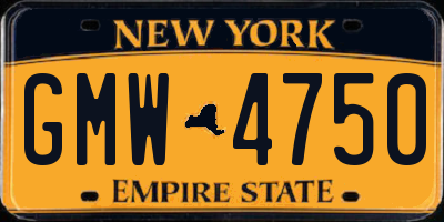 NY license plate GMW4750