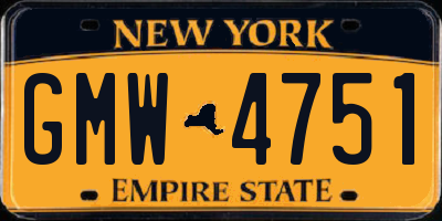 NY license plate GMW4751