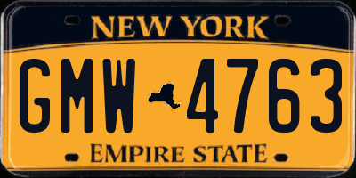 NY license plate GMW4763