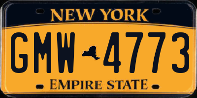 NY license plate GMW4773