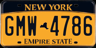 NY license plate GMW4786