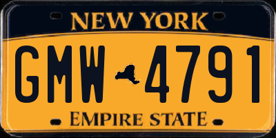 NY license plate GMW4791