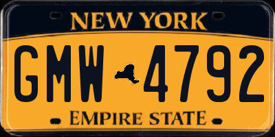 NY license plate GMW4792