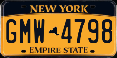 NY license plate GMW4798