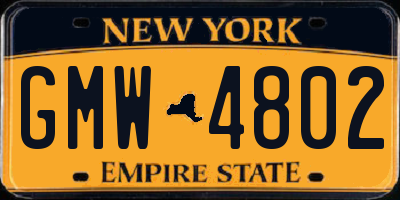 NY license plate GMW4802
