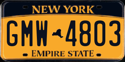 NY license plate GMW4803
