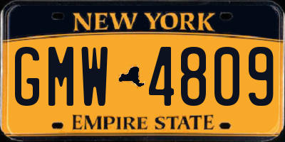 NY license plate GMW4809