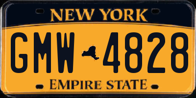 NY license plate GMW4828