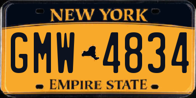 NY license plate GMW4834