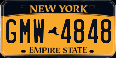 NY license plate GMW4848
