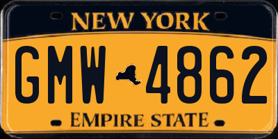 NY license plate GMW4862
