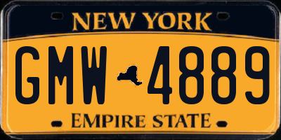 NY license plate GMW4889