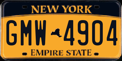NY license plate GMW4904