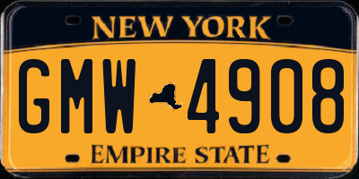 NY license plate GMW4908