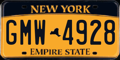 NY license plate GMW4928