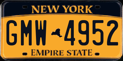 NY license plate GMW4952