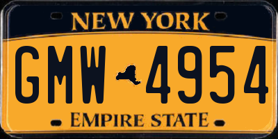NY license plate GMW4954