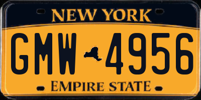 NY license plate GMW4956