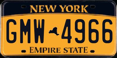 NY license plate GMW4966