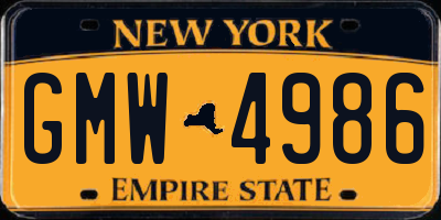 NY license plate GMW4986