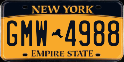 NY license plate GMW4988
