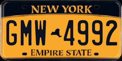 NY license plate GMW4992