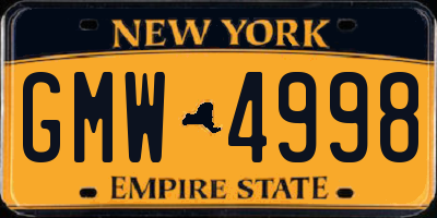 NY license plate GMW4998