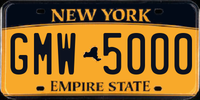 NY license plate GMW5000