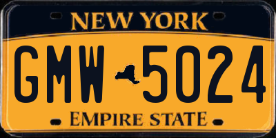 NY license plate GMW5024