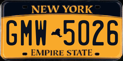 NY license plate GMW5026