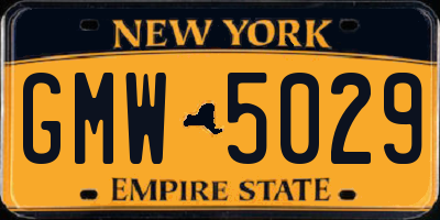 NY license plate GMW5029