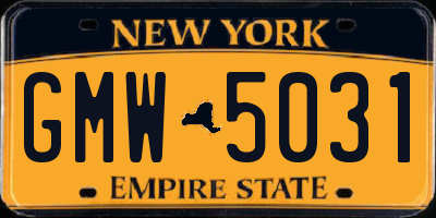 NY license plate GMW5031