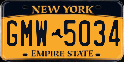 NY license plate GMW5034