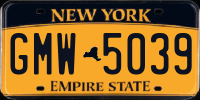 NY license plate GMW5039