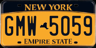NY license plate GMW5059