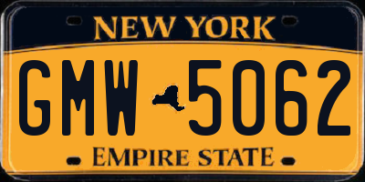NY license plate GMW5062