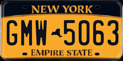 NY license plate GMW5063