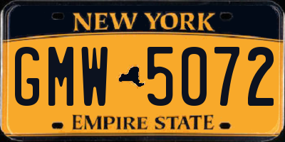 NY license plate GMW5072